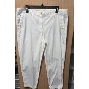 Talbots Size 16P Girlfriend Chino‎ Cropped Pants White Casual Everyday Mid Rise